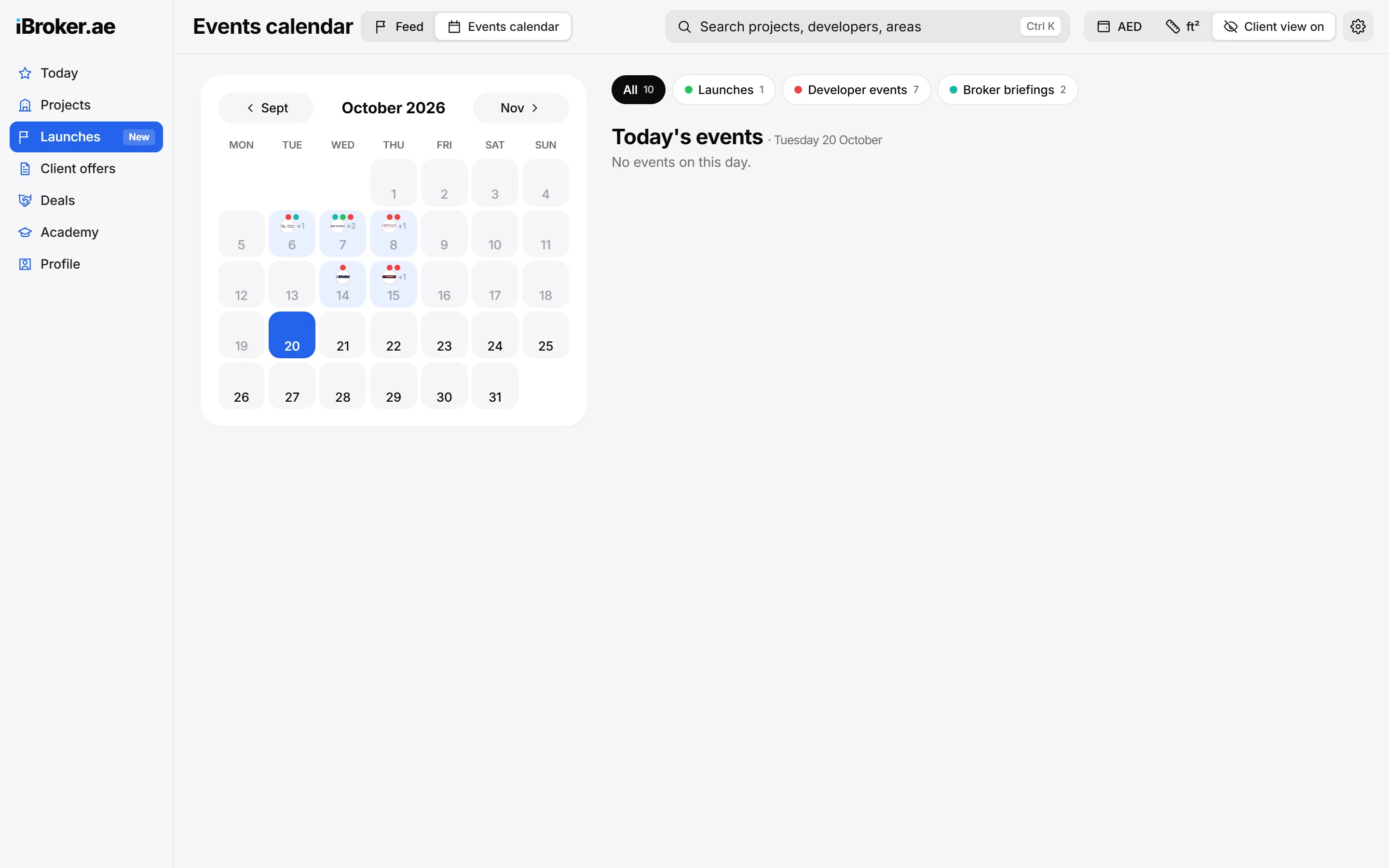 Events calendar
