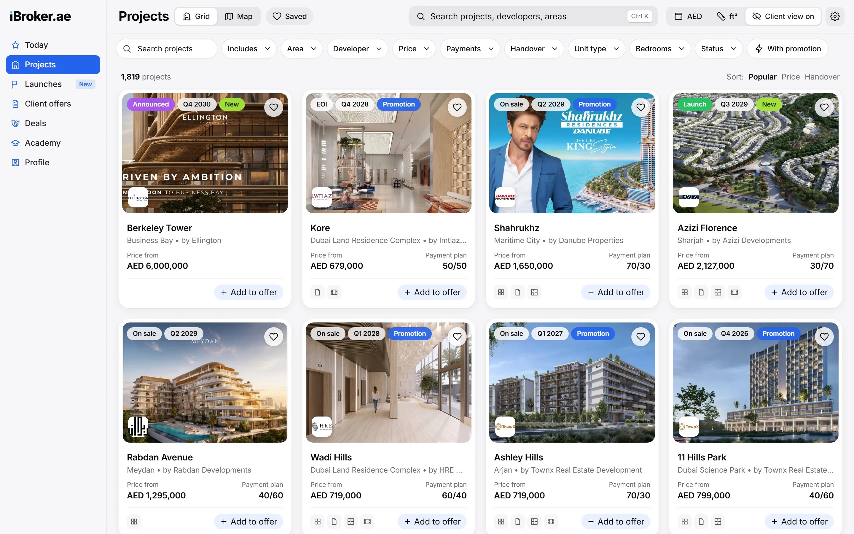 Every off-plan project in the iBroker catalogue
