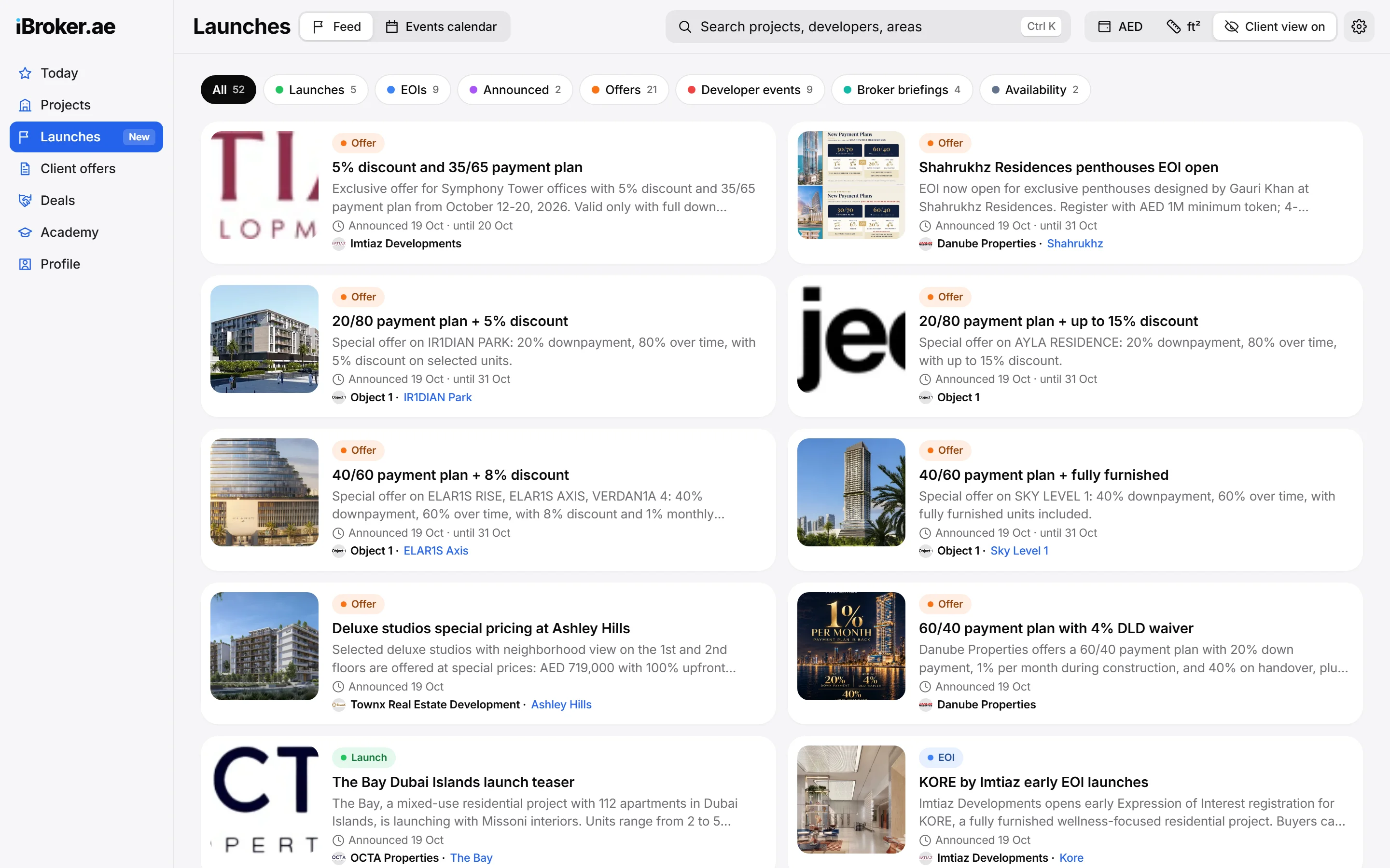 The launches feed